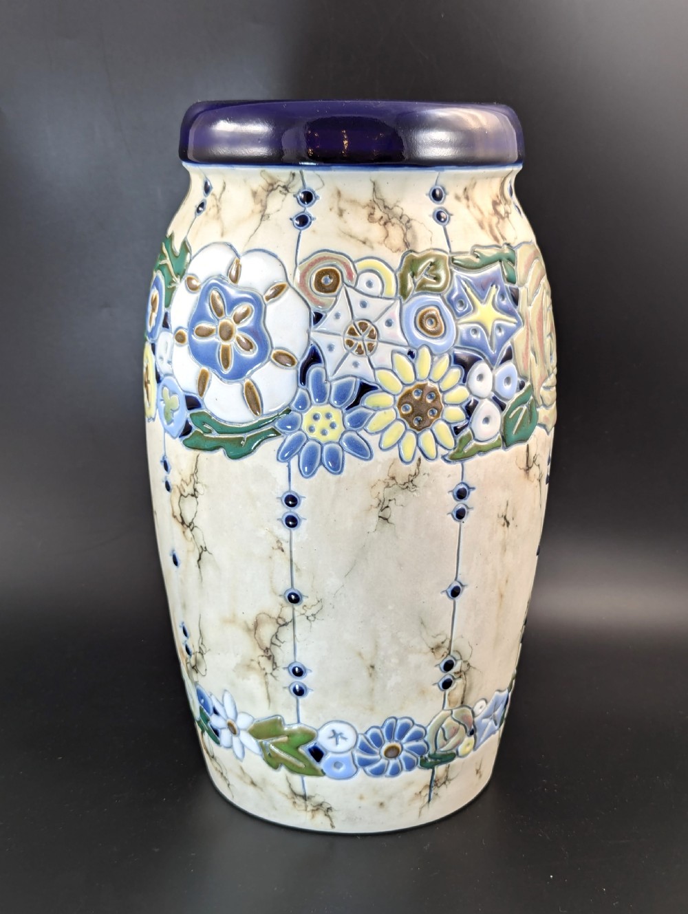 Amphora ceramic vase in the Art Deco style. Made in Czechoslovakia, 1920 View II