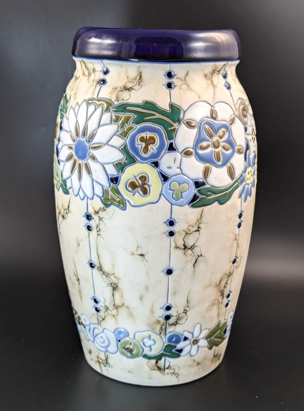 Amphora ceramic vase in the Art Deco style. Made in Czechoslovakia, 1920 View III
