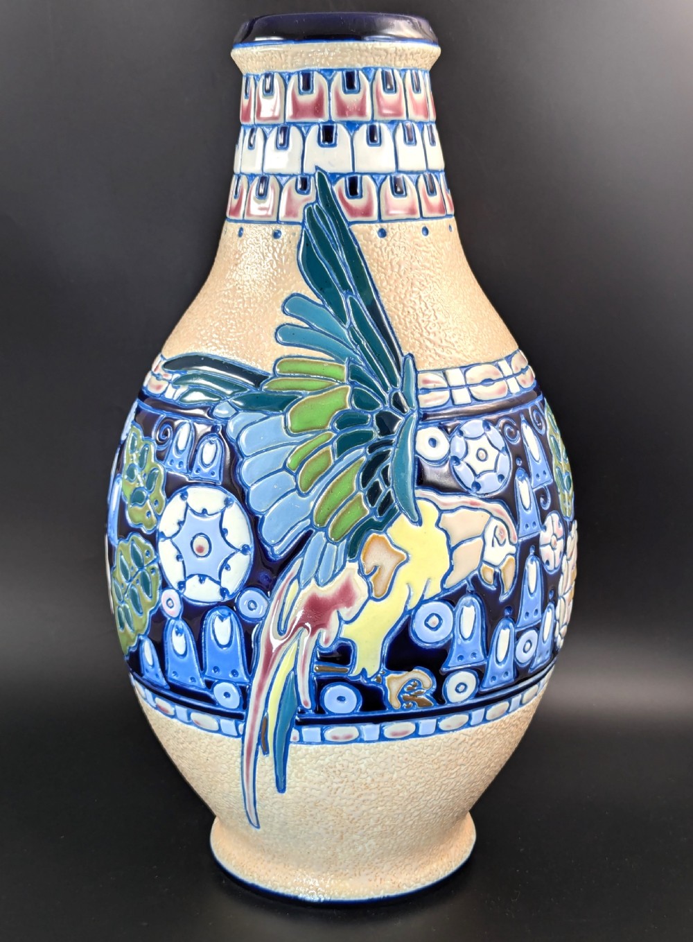 Art Nouveau Majolica Vase by Amphora, Czechoslovakia, circa 1920