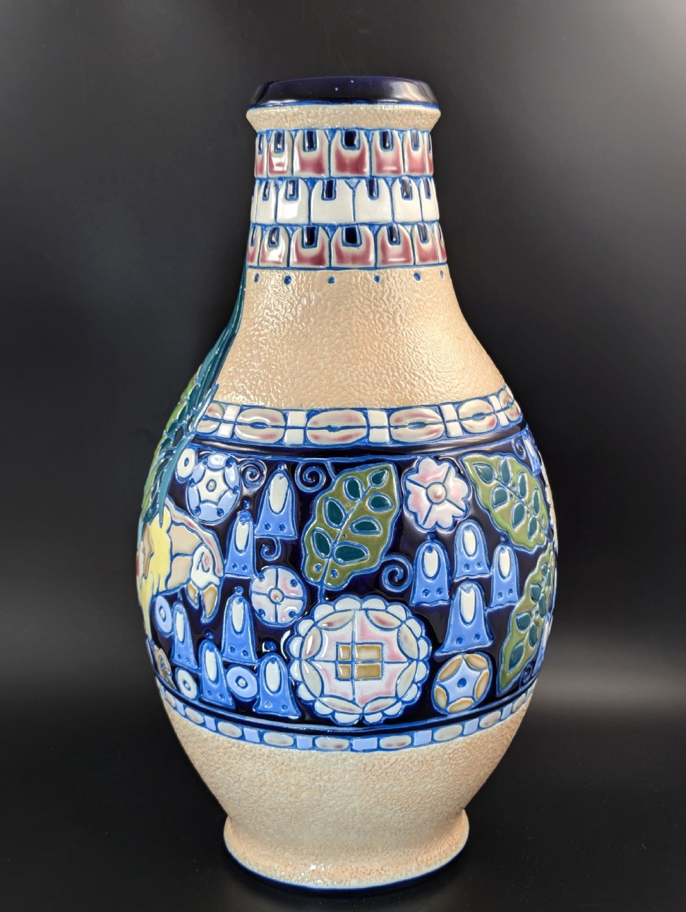 Art Nouveau Majolica Vase by Amphora, Czechoslovakia, circa 1920 View IV