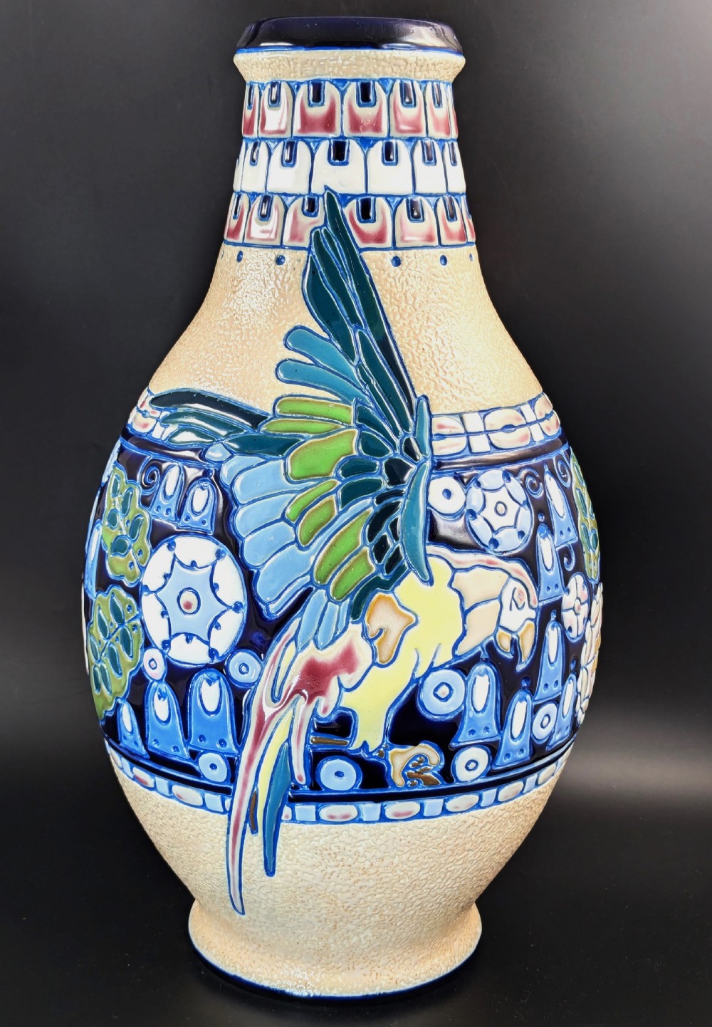 Art Nouveau Majolica Vase by Amphora, Czechoslovakia, circa 1920 View V