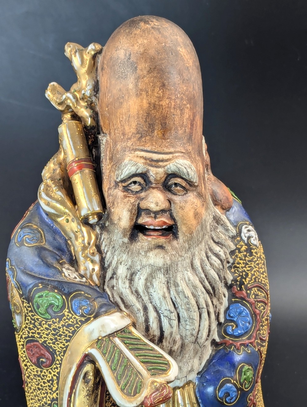 Antique Porcelain Figurine of the God of Wisdom, Satsuma, Japan, Edo period (1603-1868) View IX