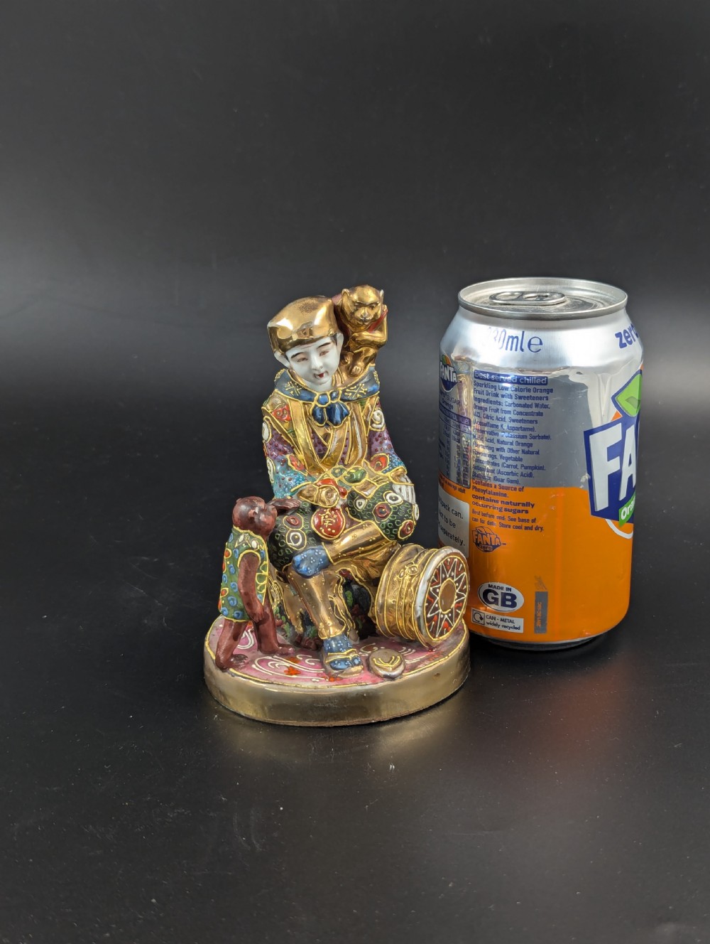 Antique Porcelain Figurine ‘Boy with Monkeys’ by Satsuma, Japan, Meiji period (1868 -1912). View VIII