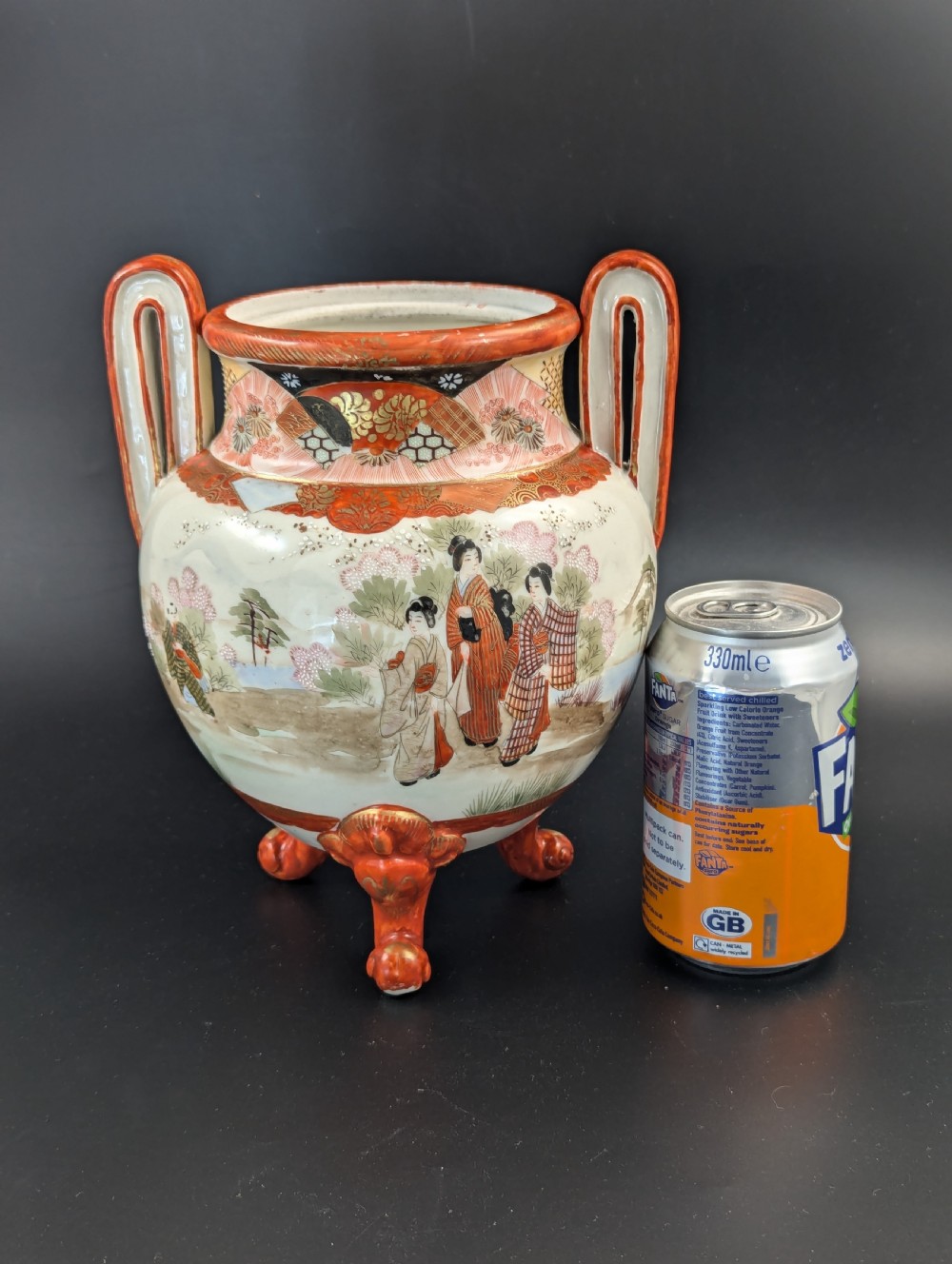 Antique Two Handled Footed Jar by Watano, Kutani, Meiji period (1868 -1912) View XVII