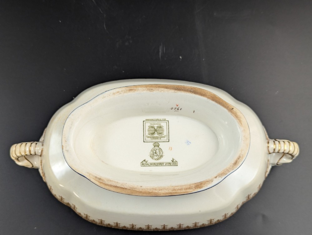 Antique Royal Worcester Vitreous gravy boat, with underplate, c. 1899. View VI