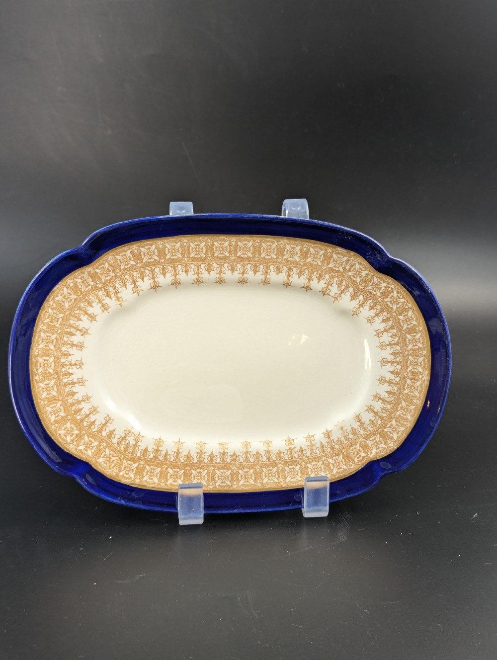 Antique Royal Worcester Vitreous gravy boat, with underplate, c. 1899. View VIII