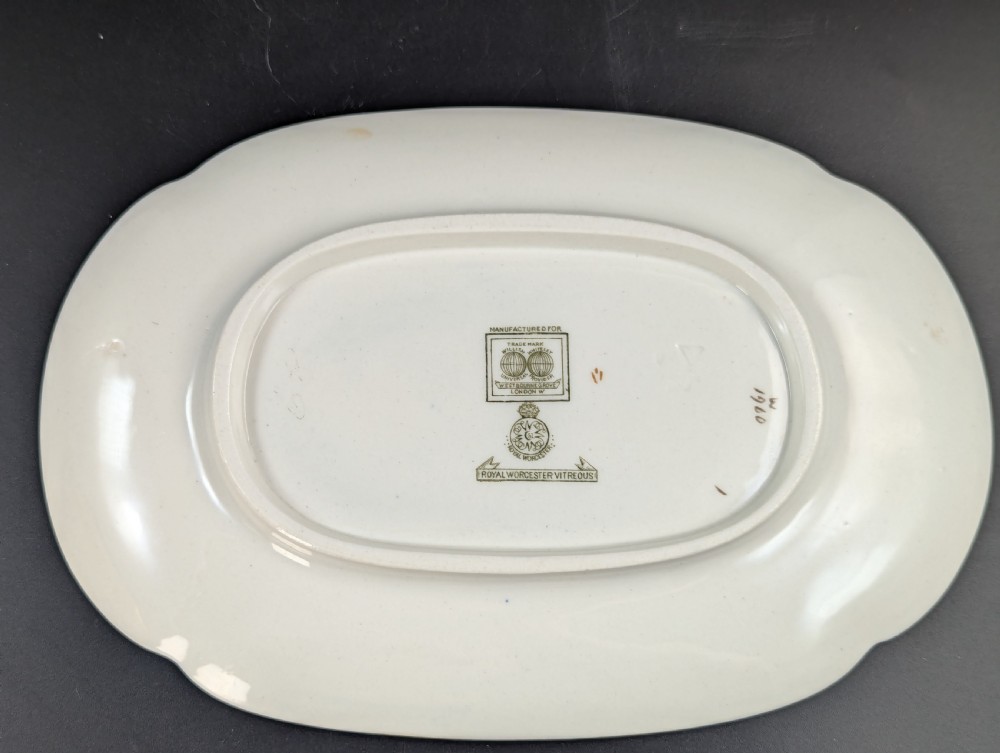 Antique Royal Worcester Vitreous gravy boat, with underplate, c. 1899. View XII
