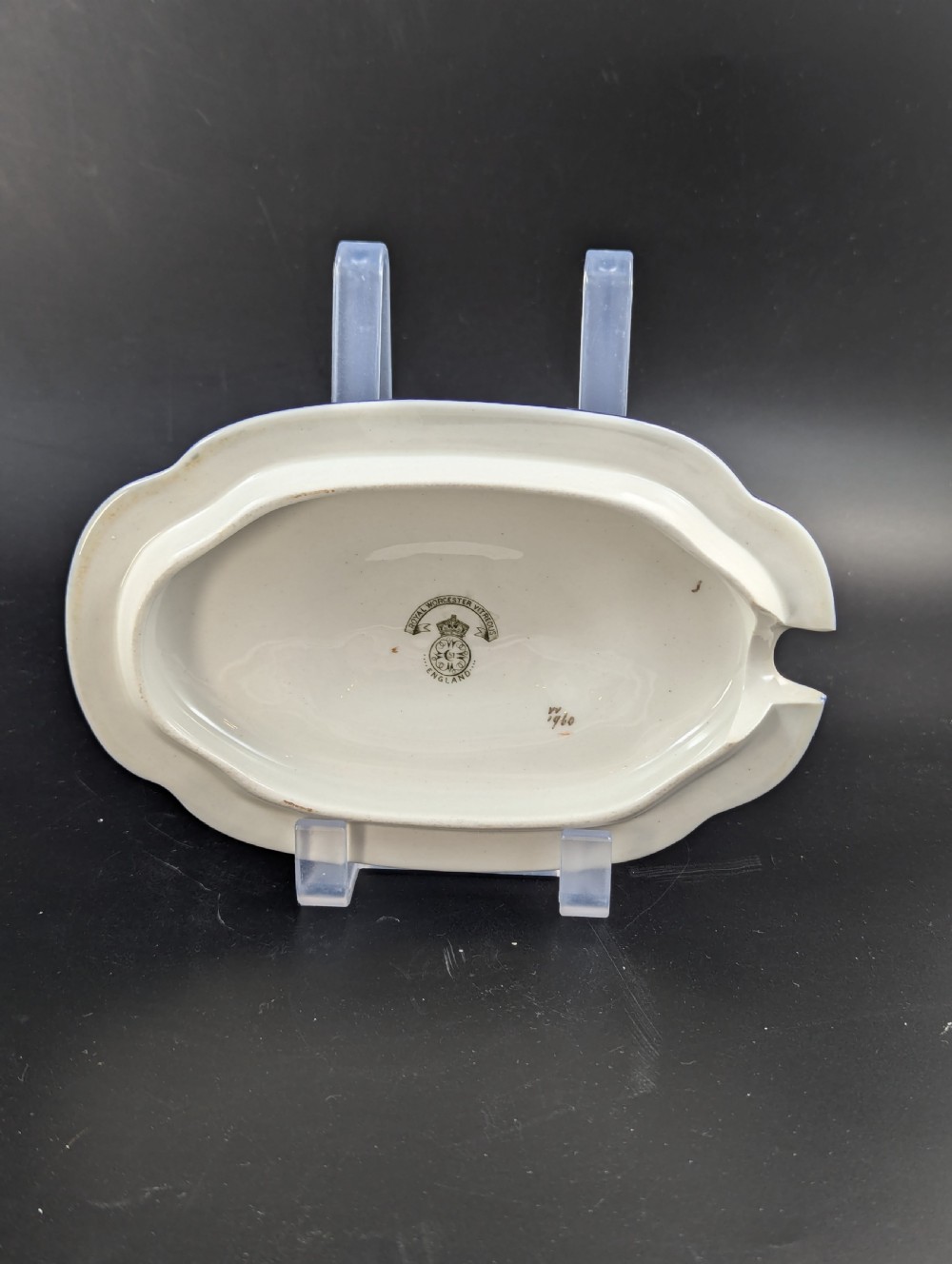 Antique Royal Worcester Vitreous gravy boat, with underplate, c. 1899. View XVII