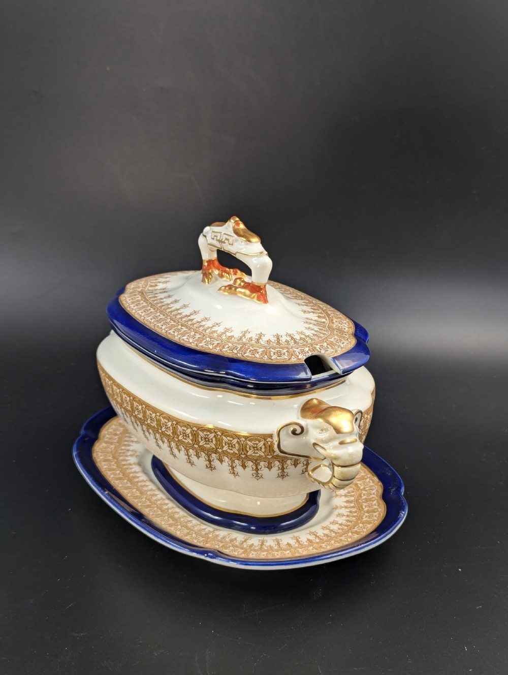 Antique Royal Worcester Vitreous gravy boat, with underplate, c. 1899. View XIX