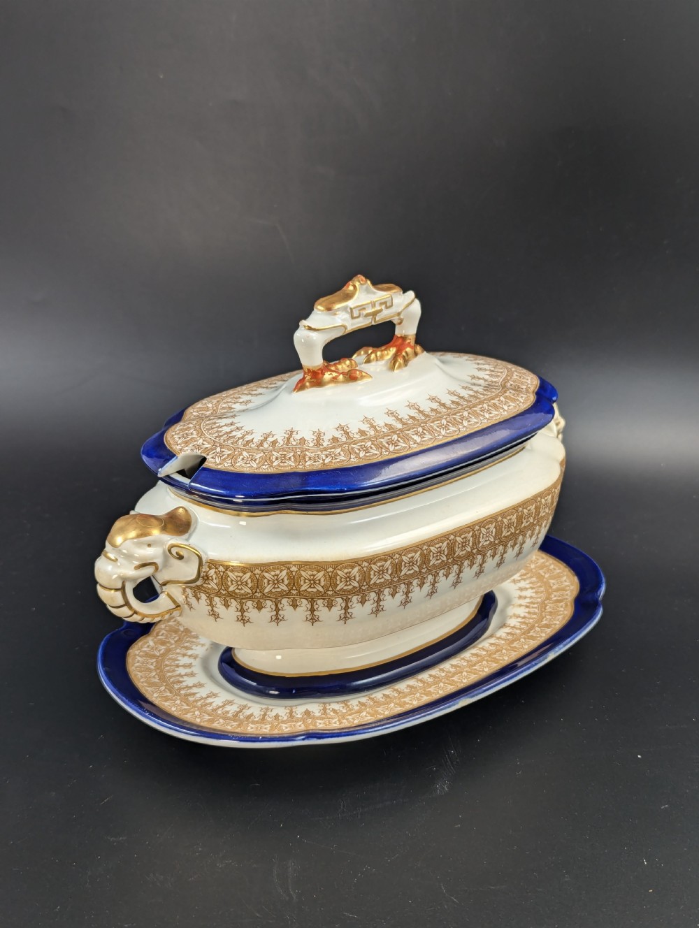 Antique Royal Worcester Vitreous gravy boat, with underplate, c. 1899. View XX