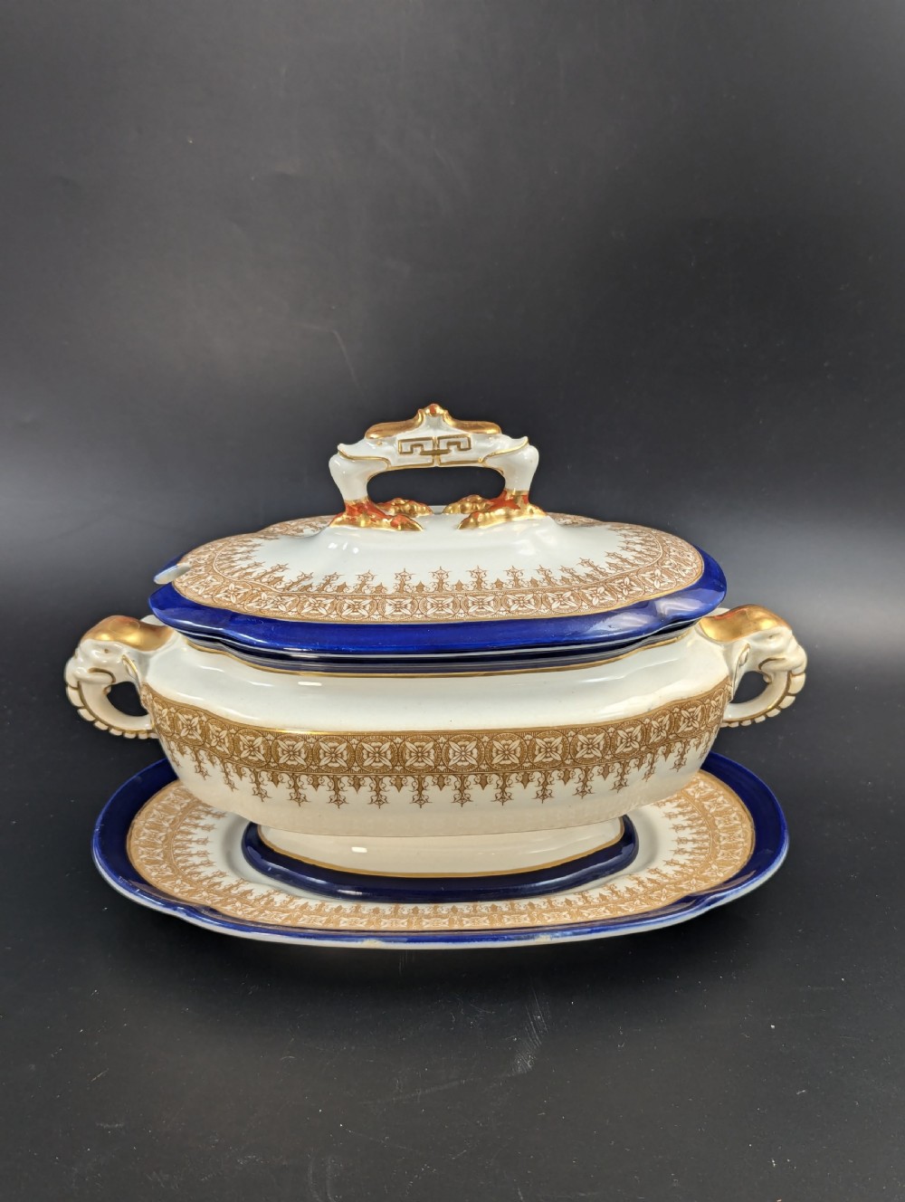 Antique Royal Worcester Vitreous gravy boat, with underplate, c. 1899. View XXI