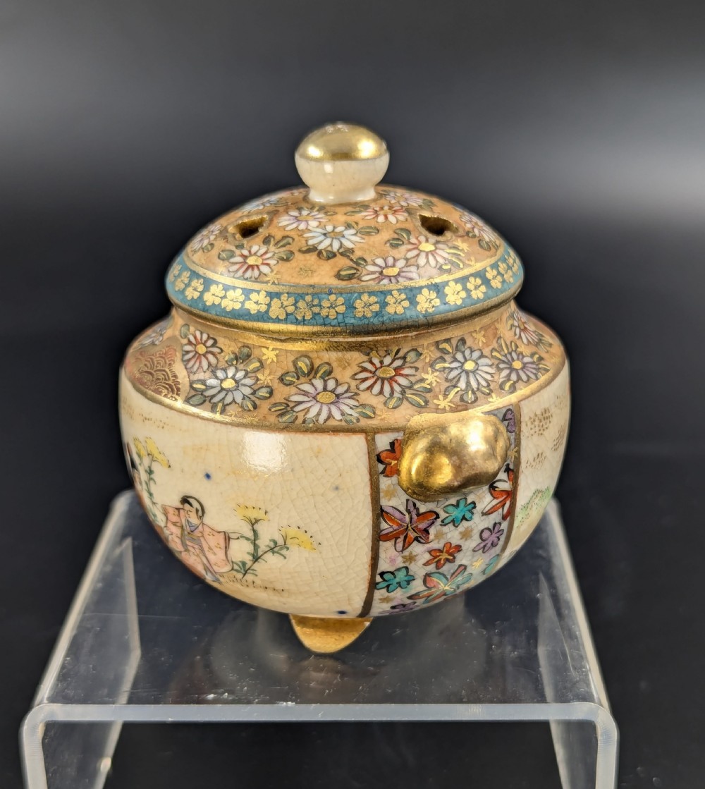 Antique Hand Painted Satsuma Koro, Kintozan Style , c. Meiji Period  View V