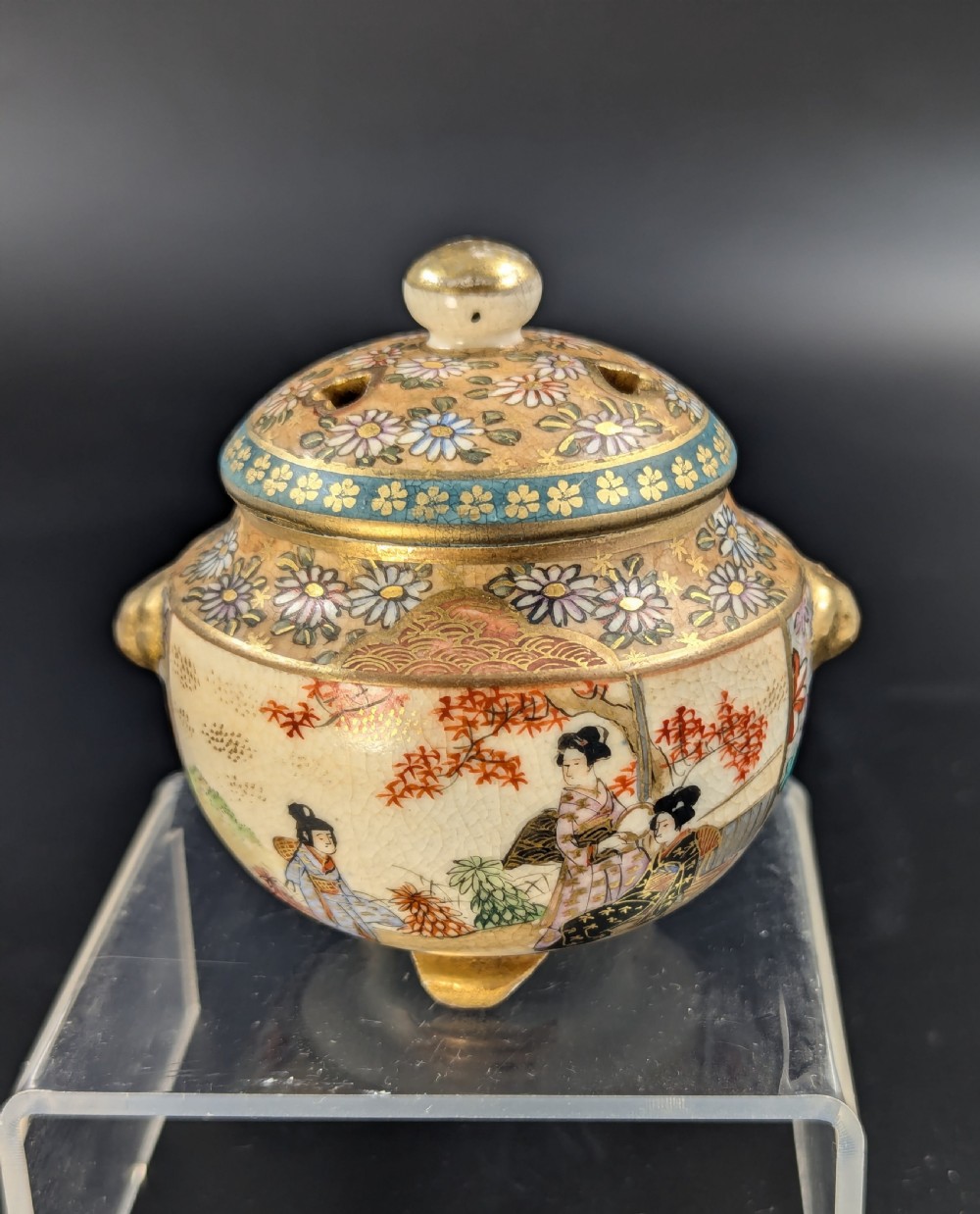 Antique Hand Painted Satsuma Koro, Kintozan Style , c. Meiji Period  View VI