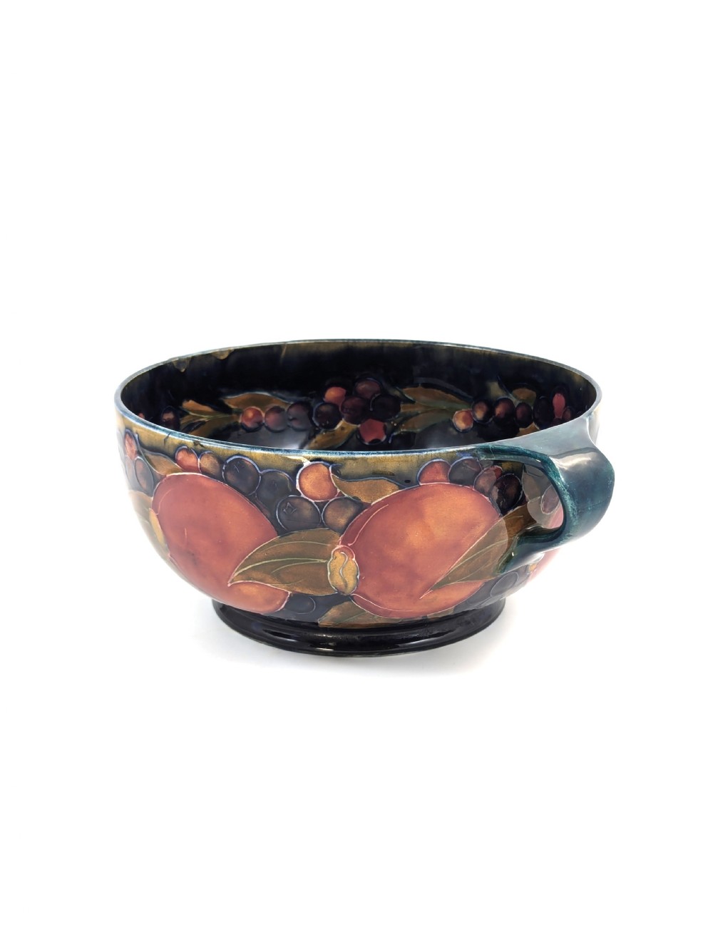 William Moorcroft Antique Twin Handled Bowl with Pomegranate Pattern, c. 1916. View II