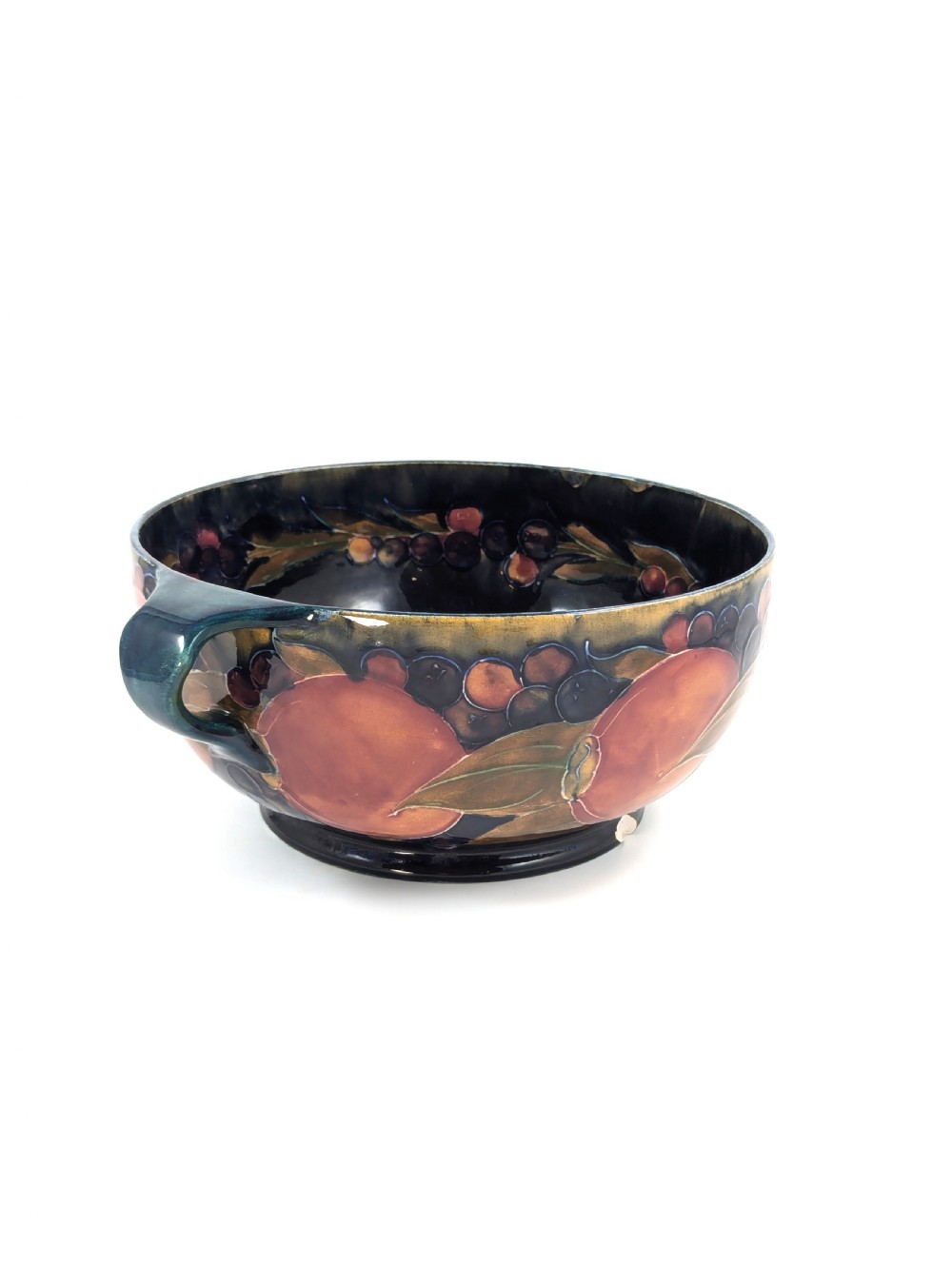 William Moorcroft Antique Twin Handled Bowl with Pomegranate Pattern, c. 1916. View III