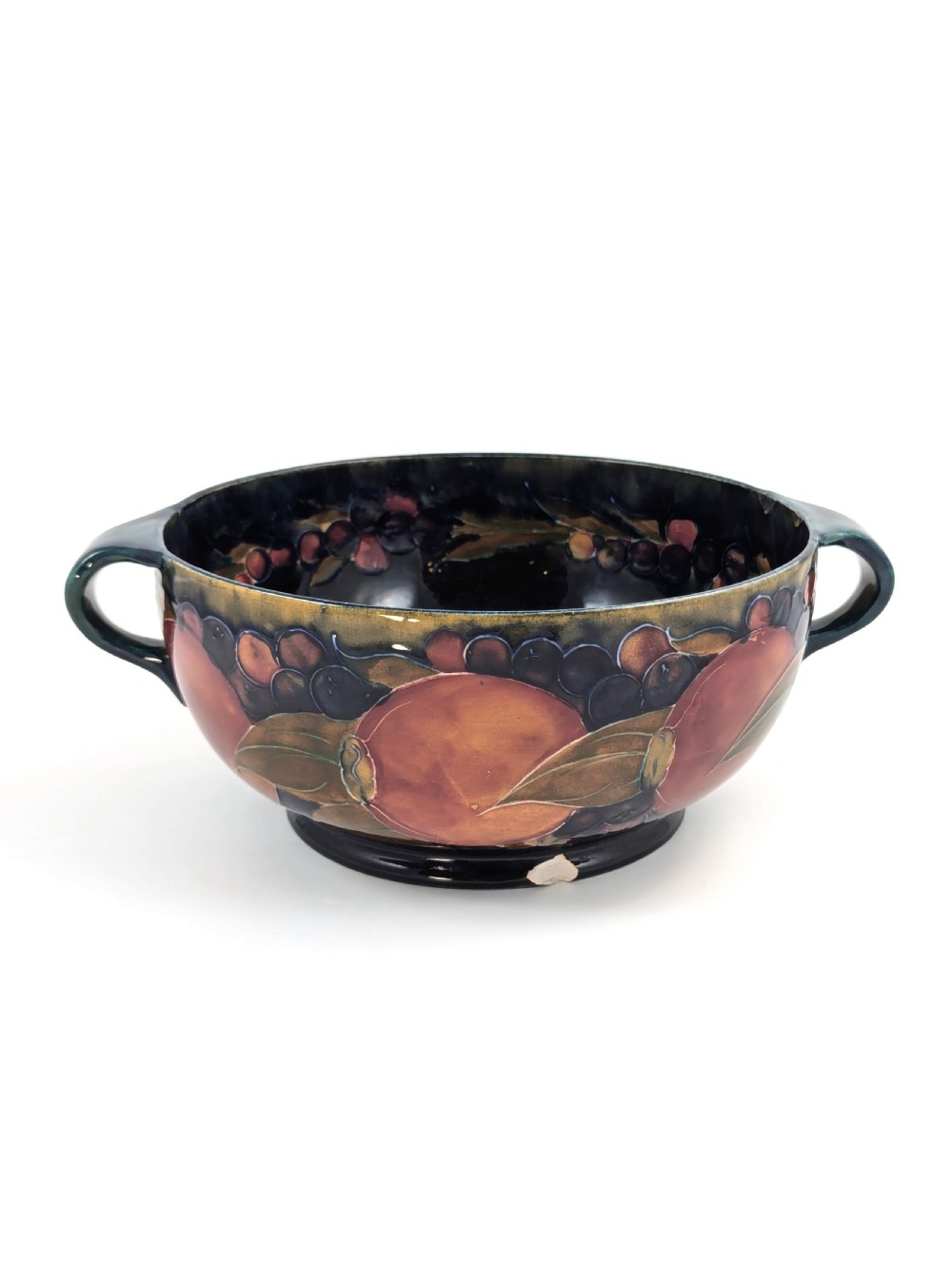 William Moorcroft Antique Twin Handled Bowl with Pomegranate Pattern, c. 1916. View IV