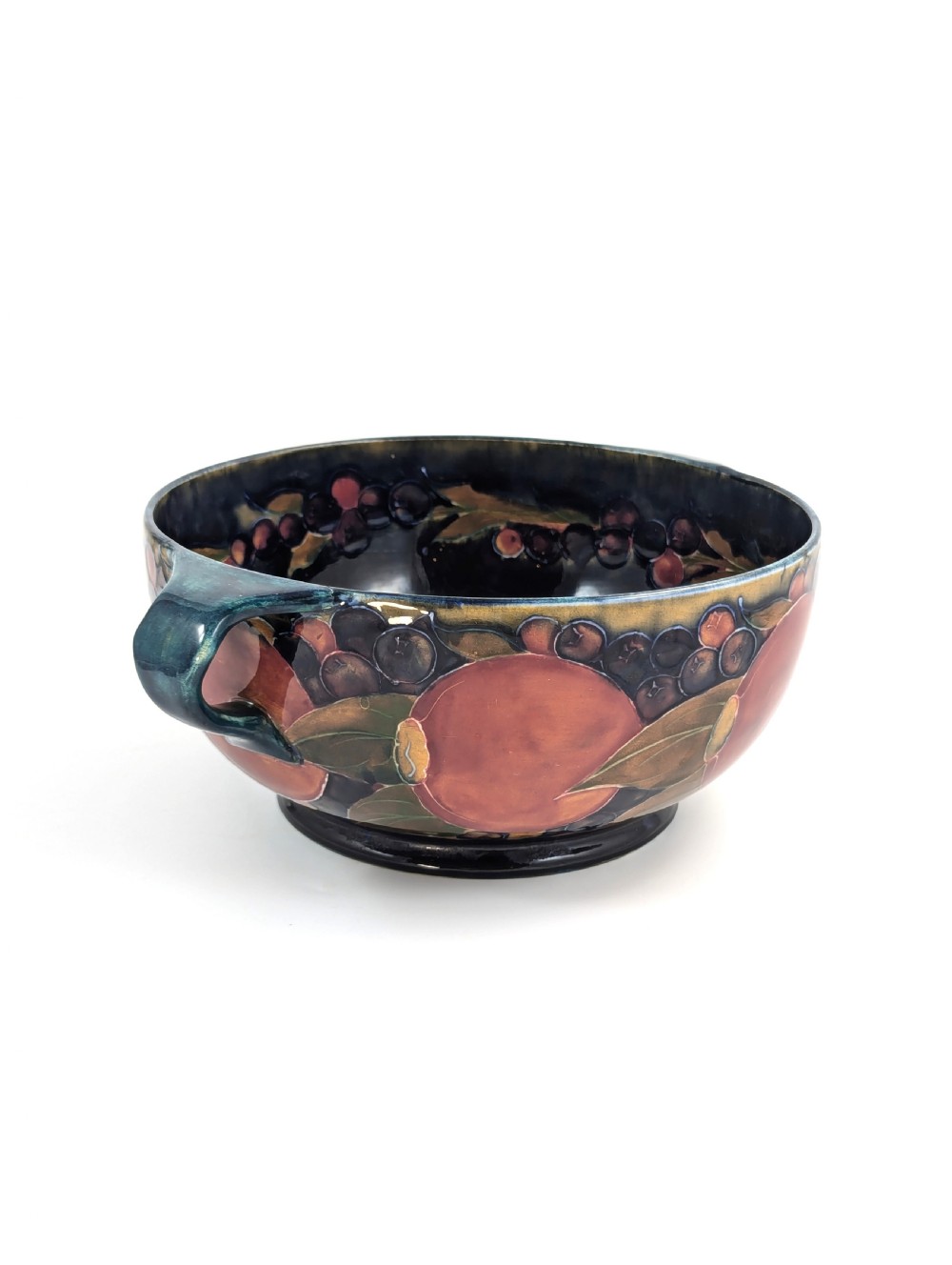 William Moorcroft Antique Twin Handled Bowl with Pomegranate Pattern, c. 1916. View VI