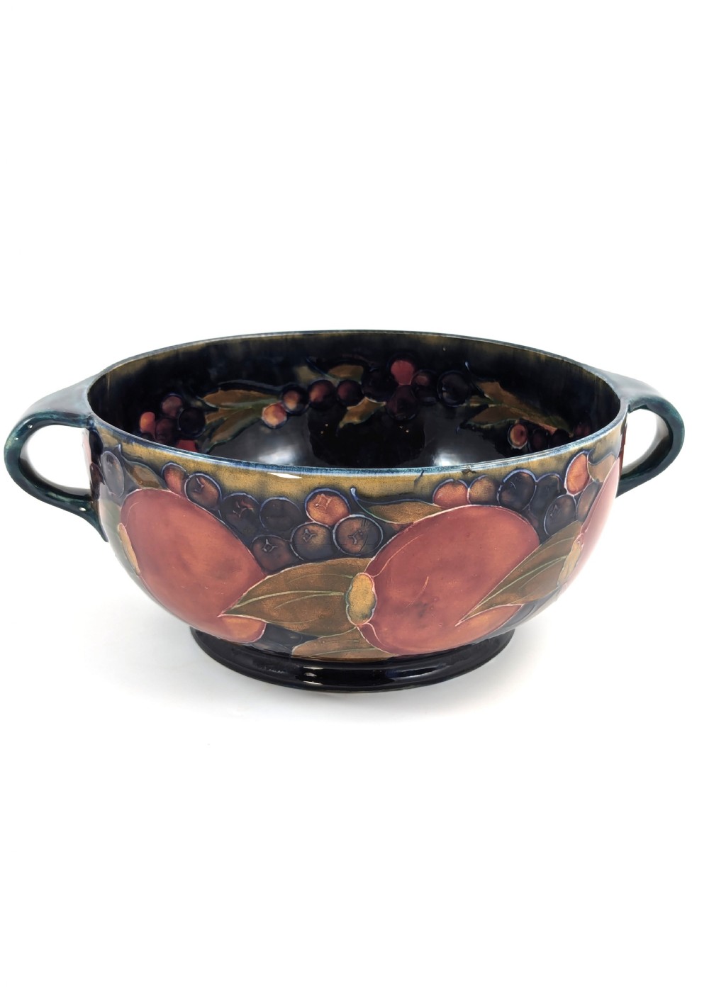 William Moorcroft Antique Twin Handled Bowl with Pomegranate Pattern, c. 1916. View VII