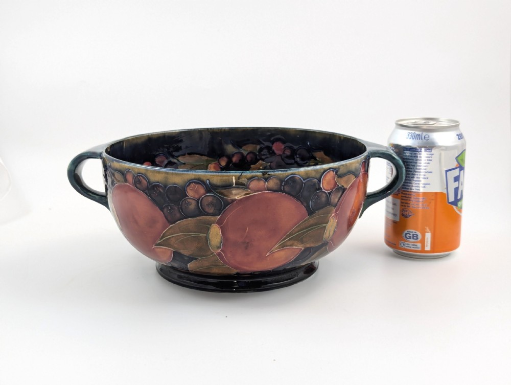 William Moorcroft Antique Twin Handled Bowl with Pomegranate Pattern, c. 1916. View VIII