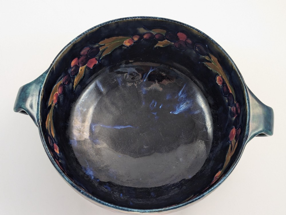 William Moorcroft Antique Twin Handled Bowl with Pomegranate Pattern, c. 1916. View X