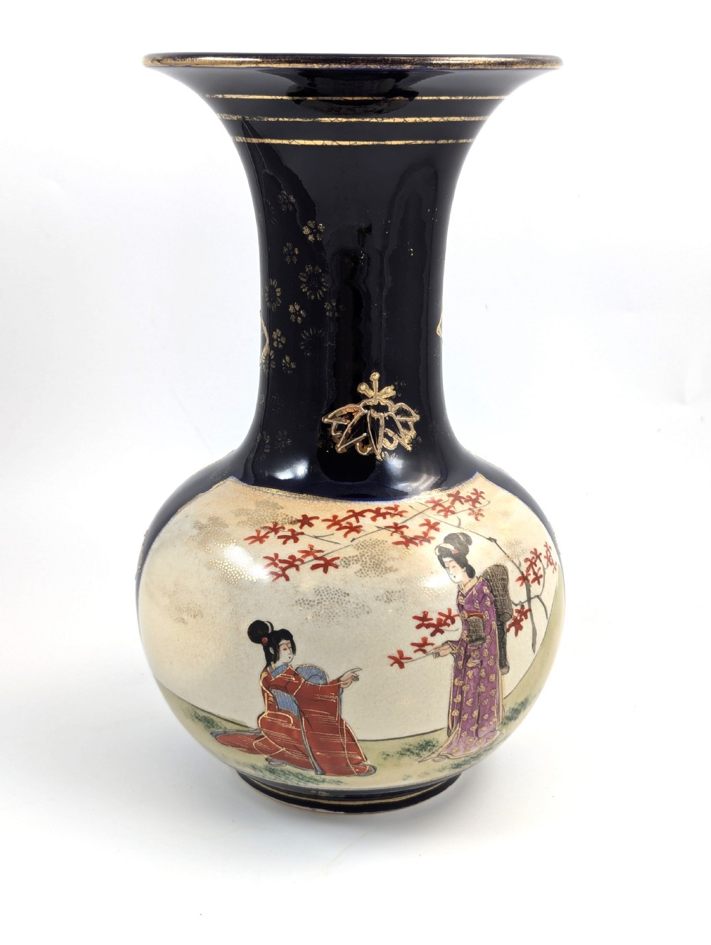 Antique Hand Painted Vase by Satsuma, Japan, Meiji period  View III
