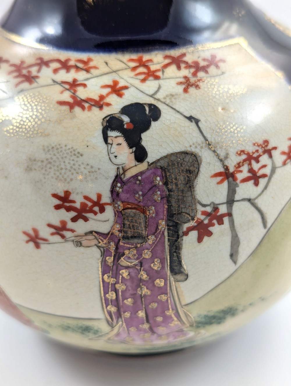 Antique Hand Painted Vase by Satsuma, Japan, Meiji period  View X