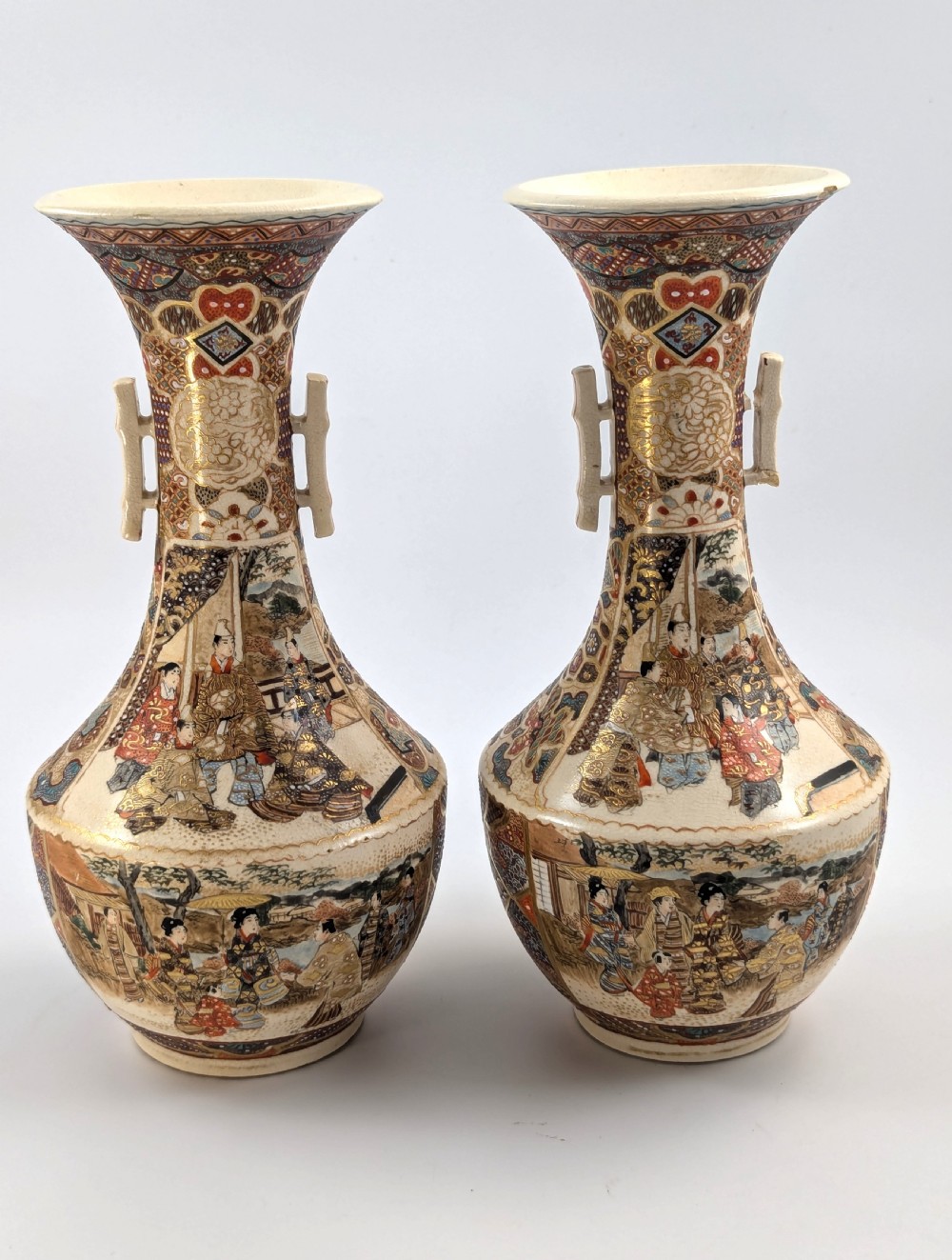 Antique Satsuma Vases by Takichi Hotoda, Meiji Period (1868-1912) View IV