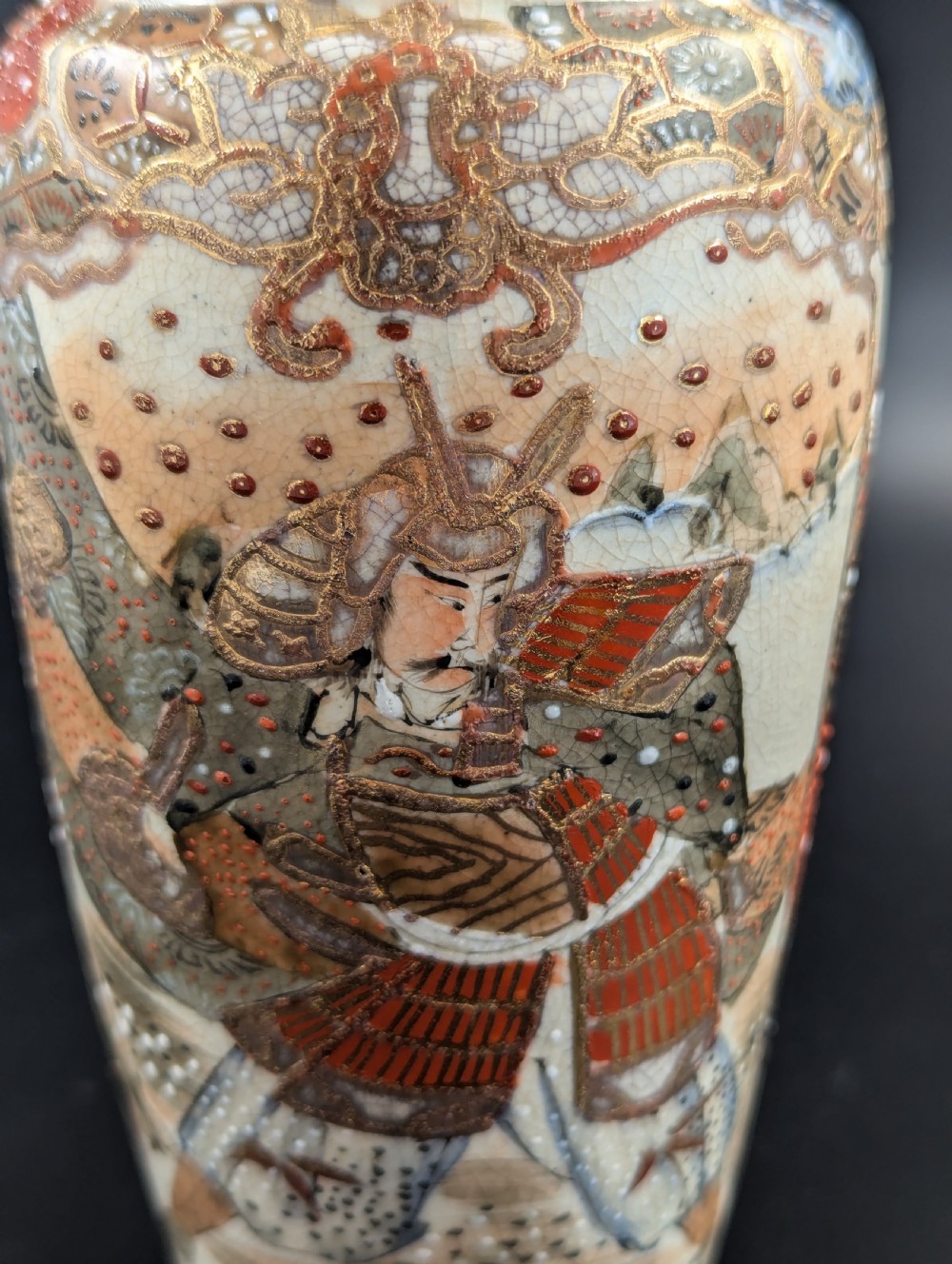 Antique hand painted Satsuma Vase, Japan, Meiji period . View X