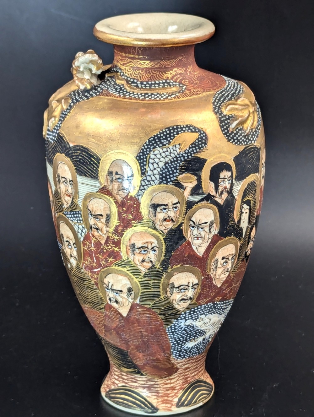 Antique Satsuma Vase “1000 Faces”, Japan, Meiji period 