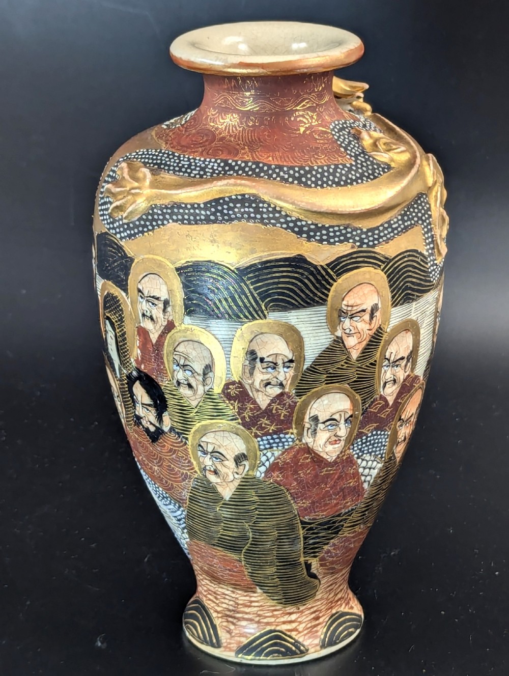 Antique Satsuma Vase “1000 Faces”, Japan, Meiji period  View V