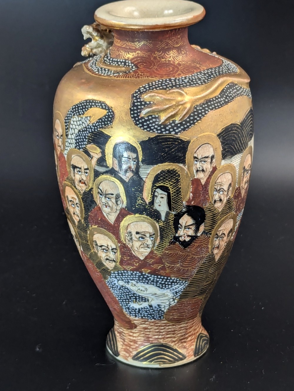 Antique Satsuma Vase “1000 Faces”, Japan, Meiji period  View VI