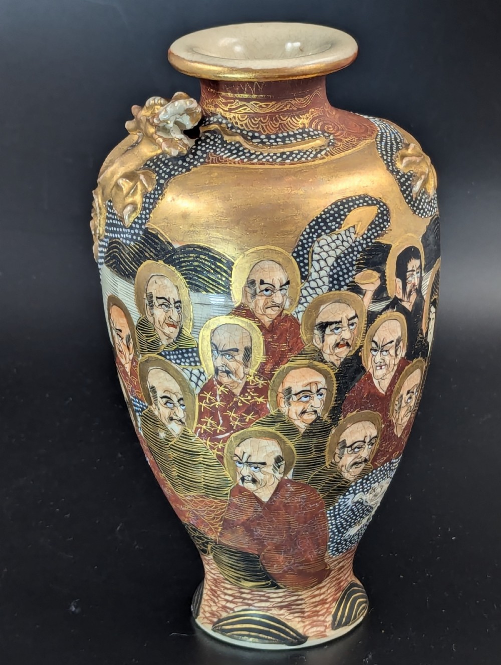 Antique Satsuma Vase “1000 Faces”, Japan, Meiji period  View VII