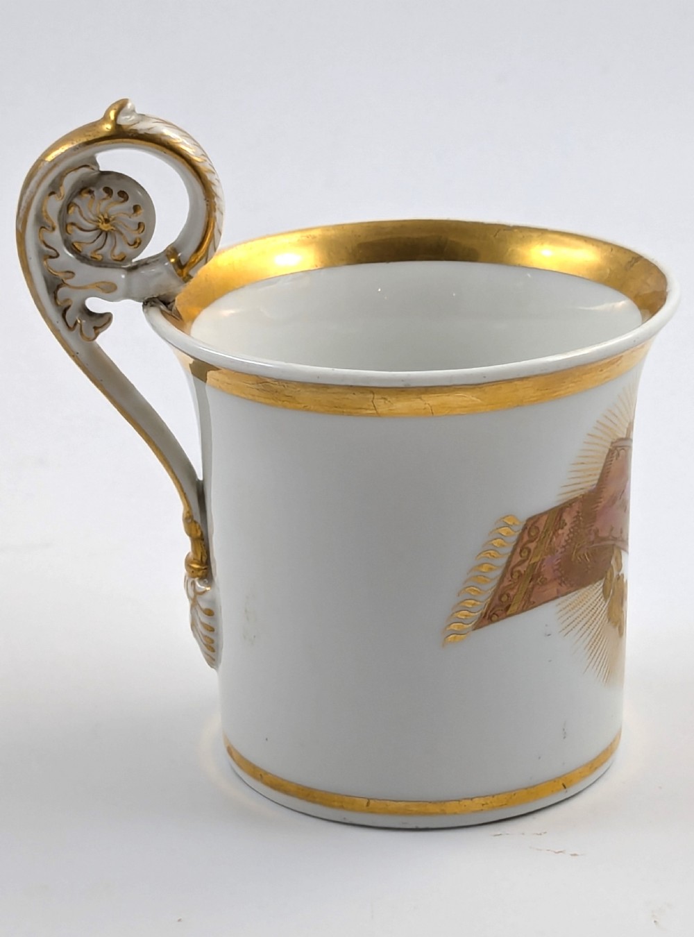 Antique KPM Berlin, Germany, Porcelain Hand-Painted Cup, c. 1780-1790. View V