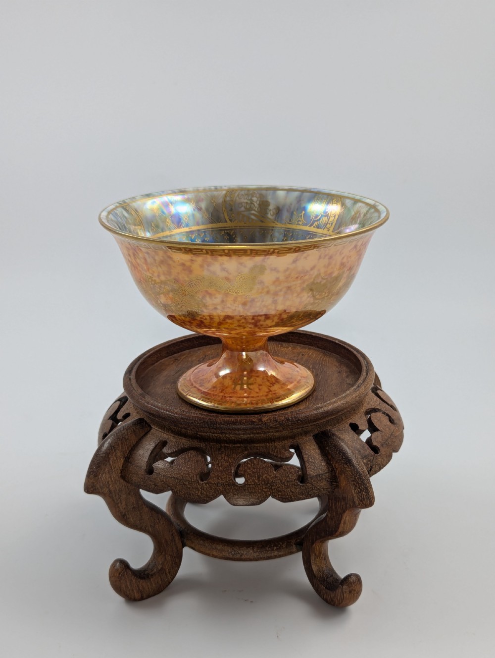Daisy Makeig-Jones Mottled Orange Lustre Footed Bowl, Wedgwood, c. 1915