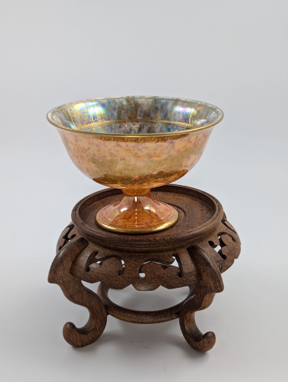 Daisy Makeig-Jones Mottled Orange Lustre Footed Bowl, Wedgwood, c. 1915 View II