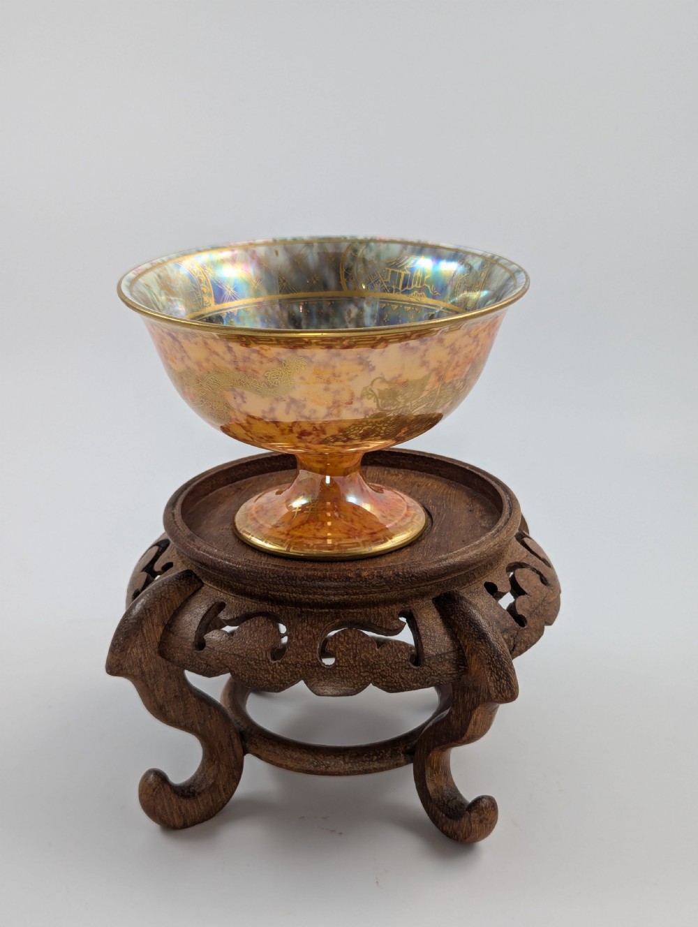 Daisy Makeig-Jones Mottled Orange Lustre Footed Bowl, Wedgwood, c. 1915 View III