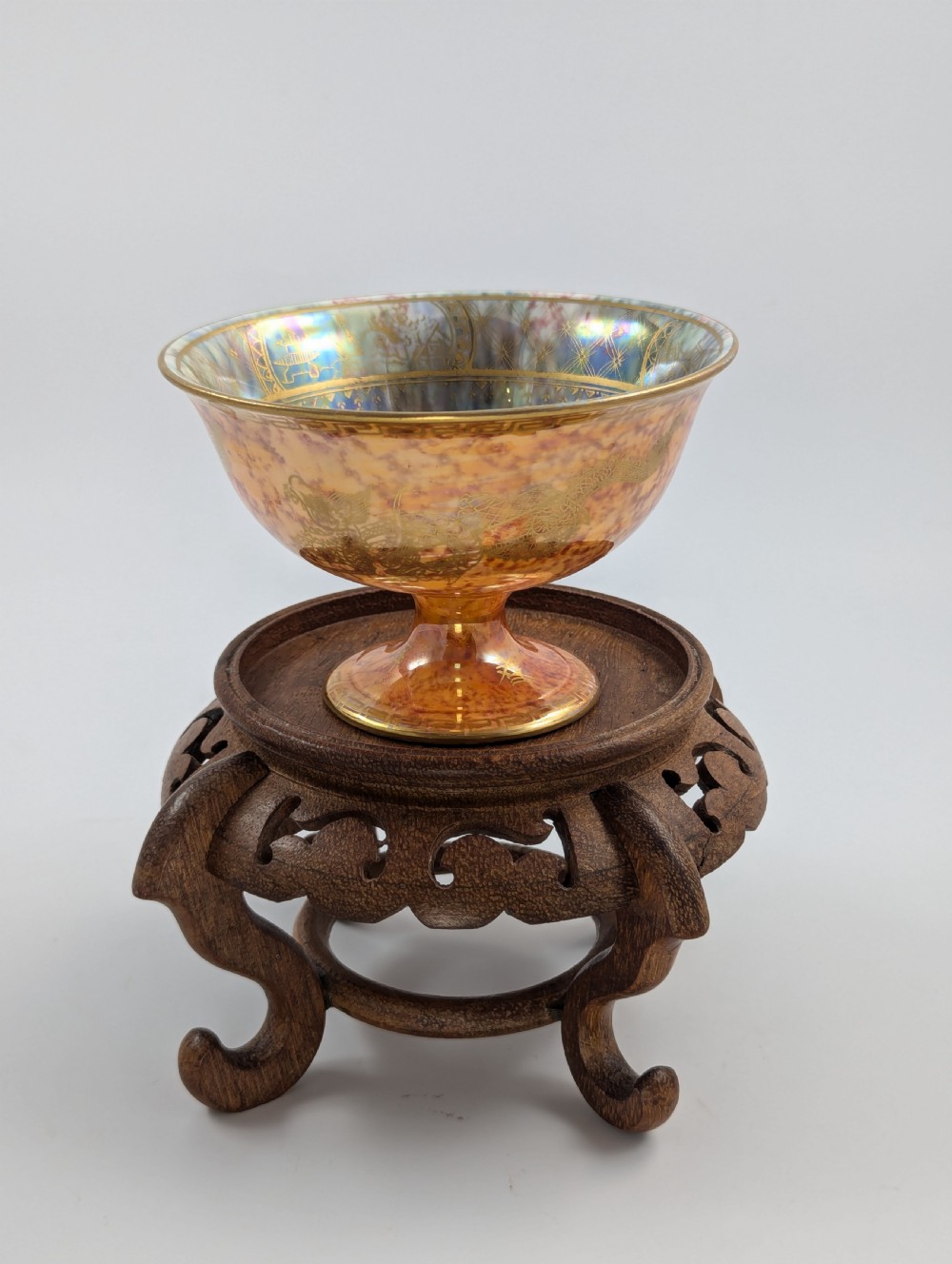 Daisy Makeig-Jones Mottled Orange Lustre Footed Bowl, Wedgwood, c. 1915 View IV