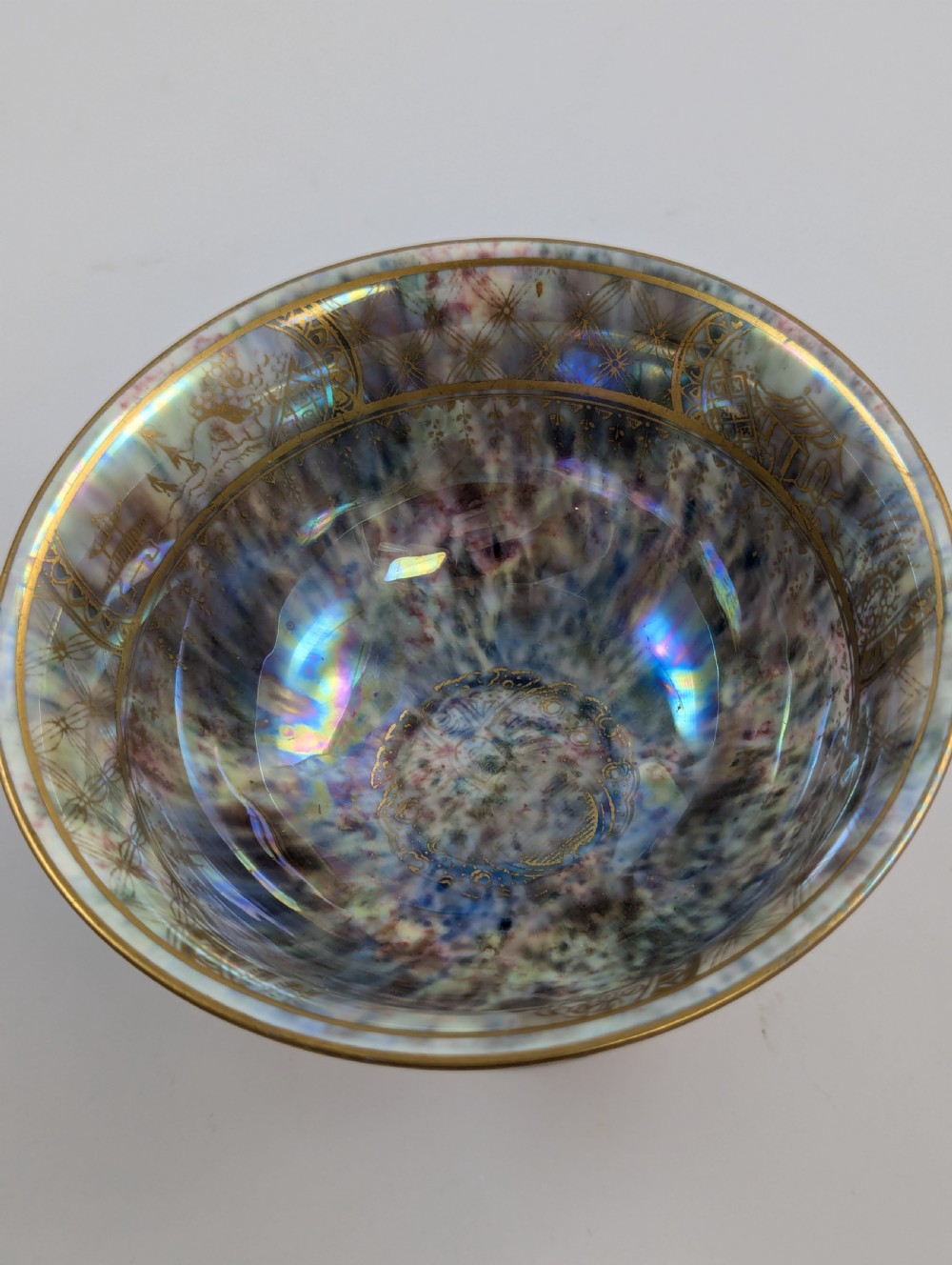 Daisy Makeig-Jones Mottled Orange Lustre Footed Bowl, Wedgwood, c. 1915 View VI