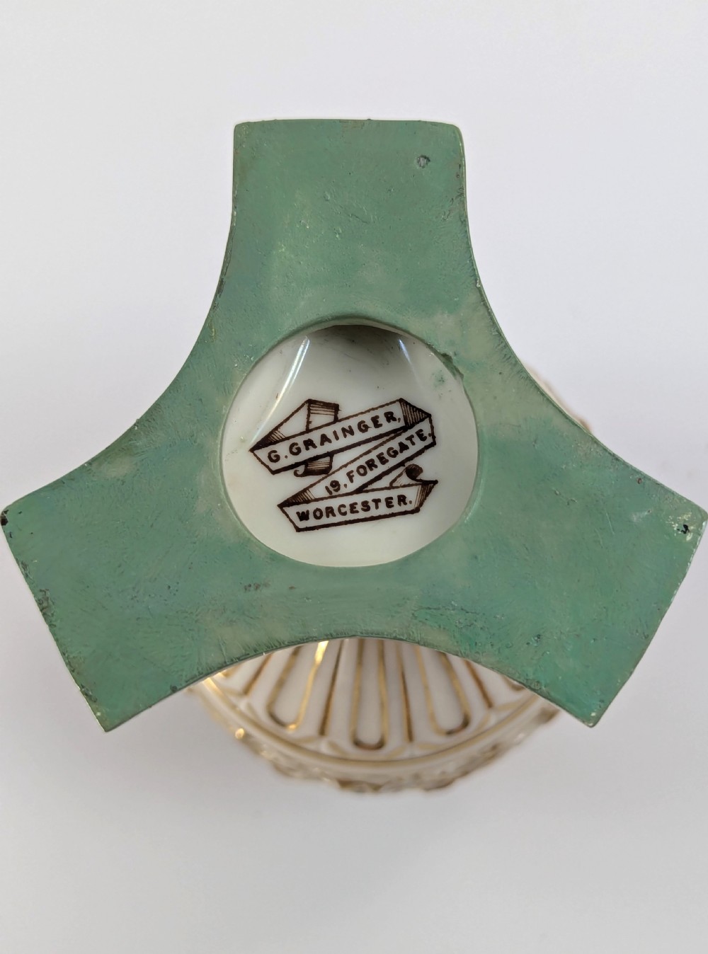 Antique Porcelain Vase on a Stem by G. Grainger, Worcester, c. 1850 View X