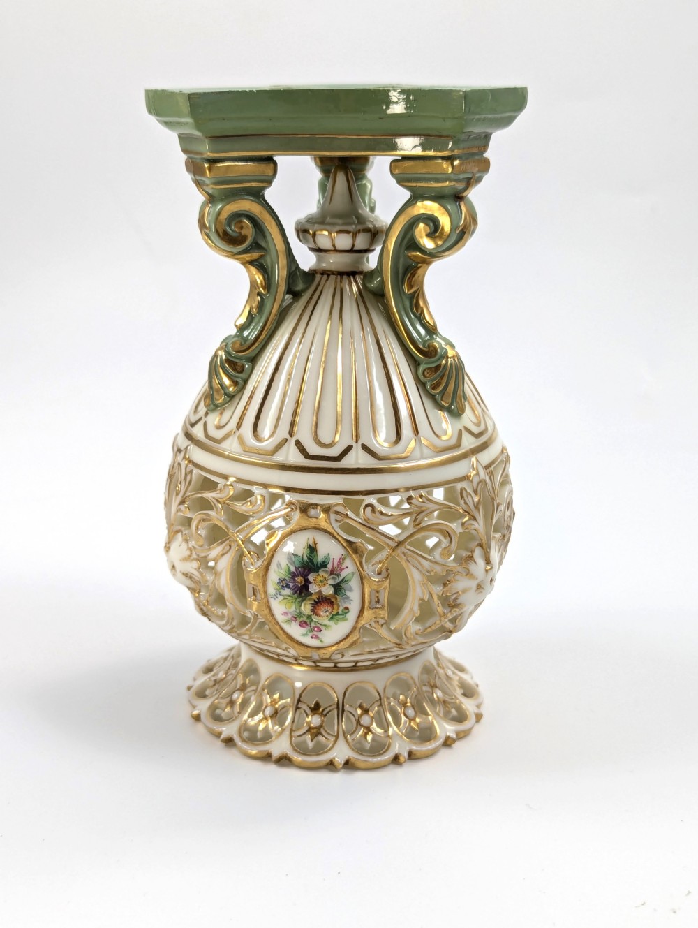 Antique Porcelain Vase on a Stem by G. Grainger, Worcester, c. 1850 View XI