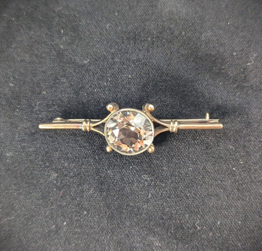 Russian Silver-Gilt Brooch with Smoky Topaz View II