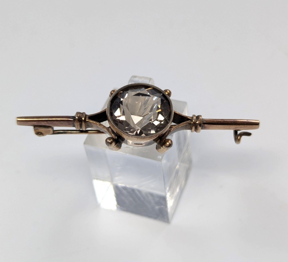 Russian Silver-Gilt Brooch with Smoky Topaz View V