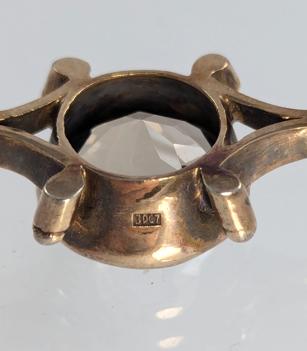 Russian Silver-Gilt Brooch with Smoky Topaz View VI