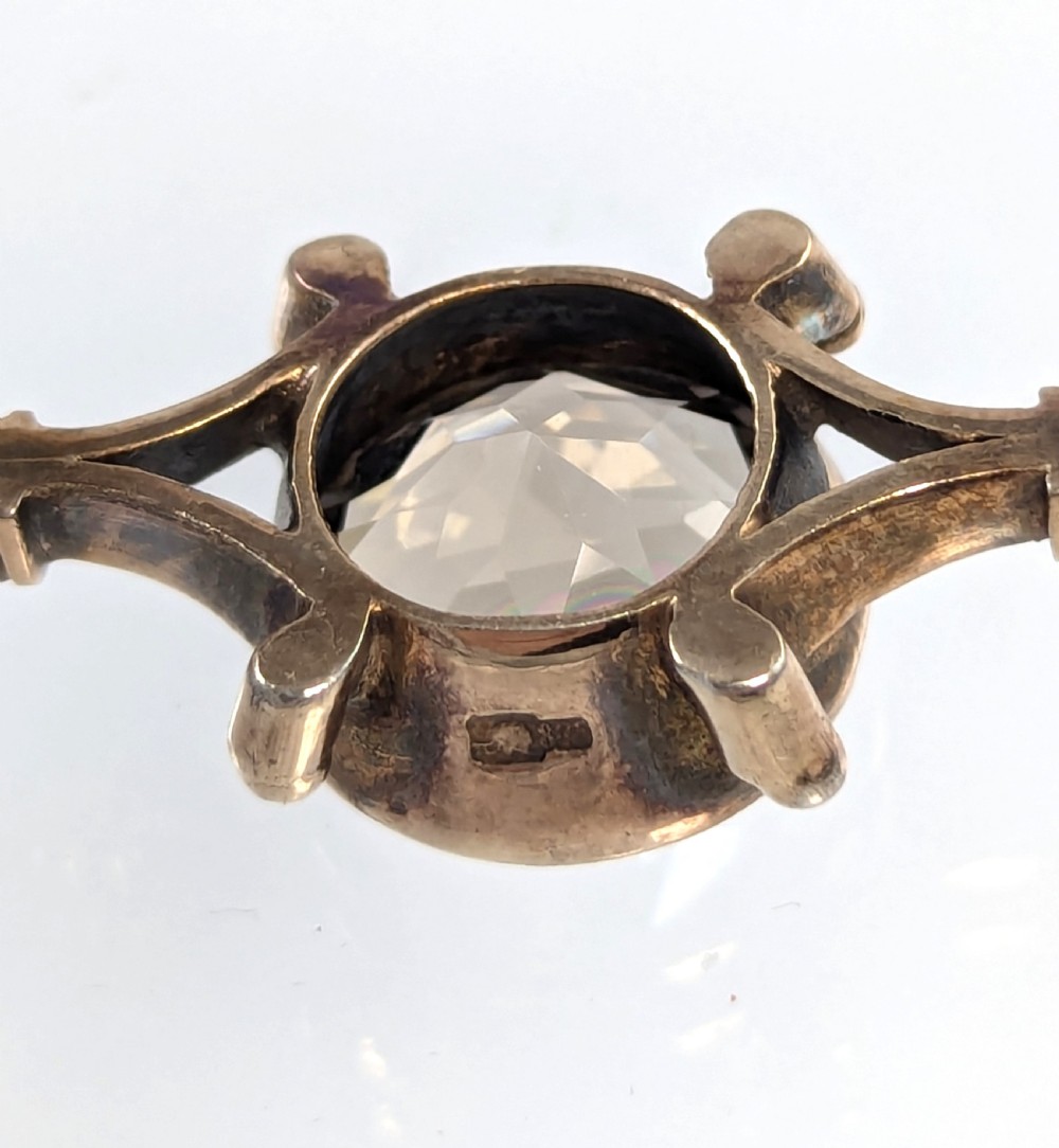 Russian Silver-Gilt Brooch with Smoky Topaz View IX