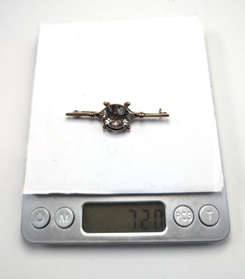 Russian Silver-Gilt Brooch with Smoky Topaz View XI