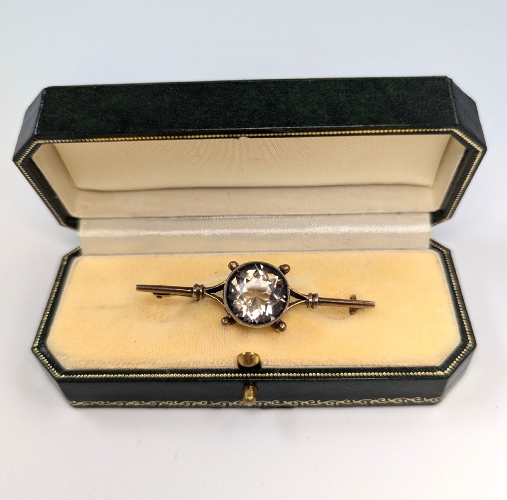 Russian Silver-Gilt Brooch with Smoky Topaz View XII