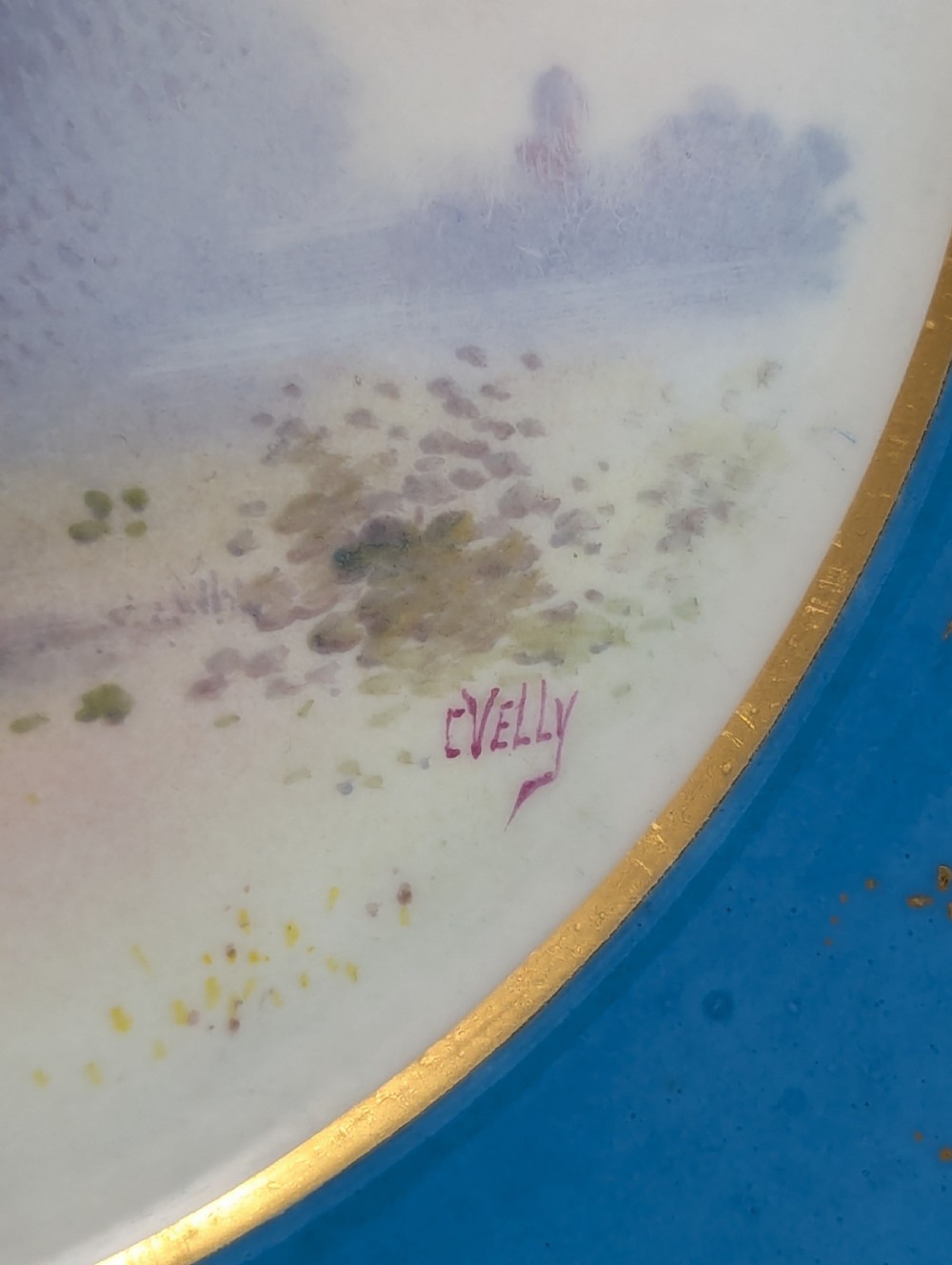 Antique Hand Painted Cabinet Porcelain Plate, Sevres style, middle 19th century. View IV
