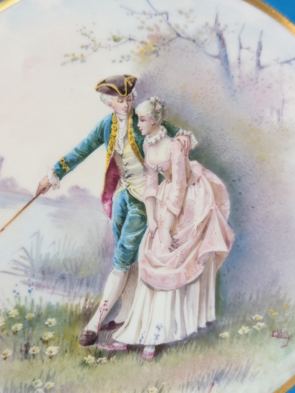 Antique Hand Painted Cabinet Porcelain Plate, Sevres style, middle 19th century. View VIII