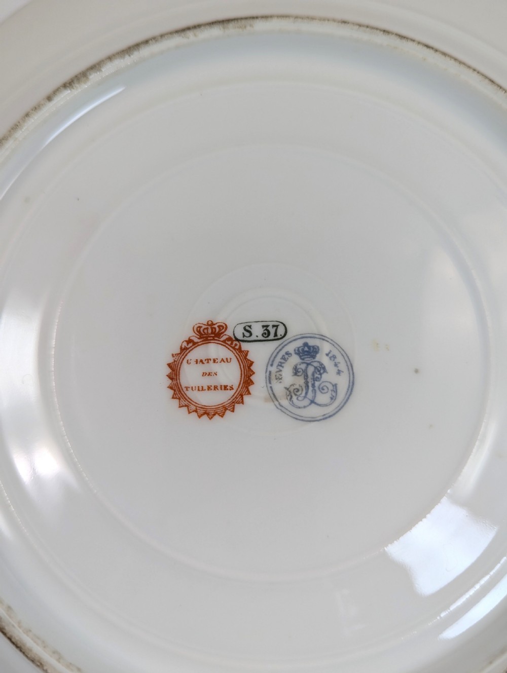 Antique Hand Painted Cabinet Porcelain Plate, Sevres style, middle 19th century. View X
