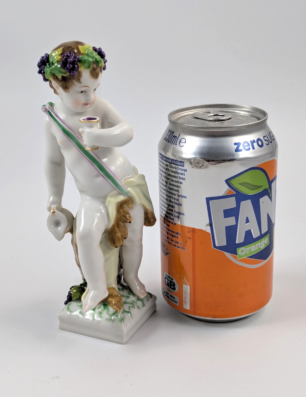 Antique Porcelain Figurine of Bacchus Putto, KPM, Germany, ?. 1850 View VIII